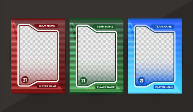 Simple set of frames for a sports card template in a game. Vector illustration on a black background