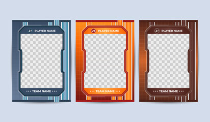 Basic frames for a sports card template used in games. Vector illustration on a gray background