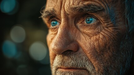 Obraz premium Close-up portrait of an elderly man with blue eyes