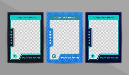 Simple set of frames for a sports game card template. Vector illustration on a gray background