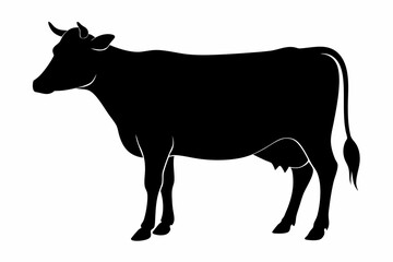 cow silhouette, cow vector illustration, bull, cow icon	
