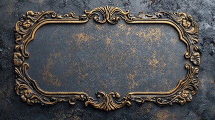Ornate arched retro metal plaque with a blank rectangular space for content, featuring an elaborate border design, ideal for vintage or classic signage and decorative elements in various settings.