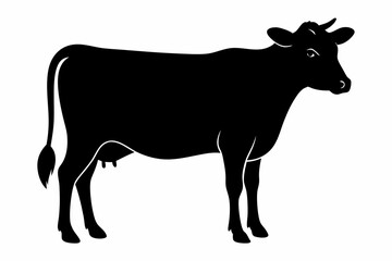 jersey cow silhouette, cow vector illustration, bull, cow icon	
