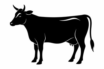 jersey cow silhouette, cow vector illustration, bull, cow icon	
