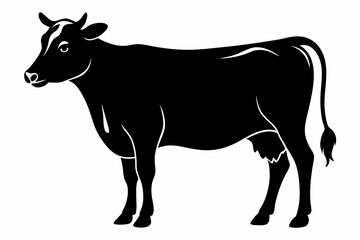 jersey cow silhouette, cow vector illustration, bull, cow icon	
