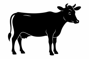 jersey cow silhouette, cow vector illustration, bull, cow icon	
