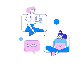 Flat vector illustration of business people operating work scene
