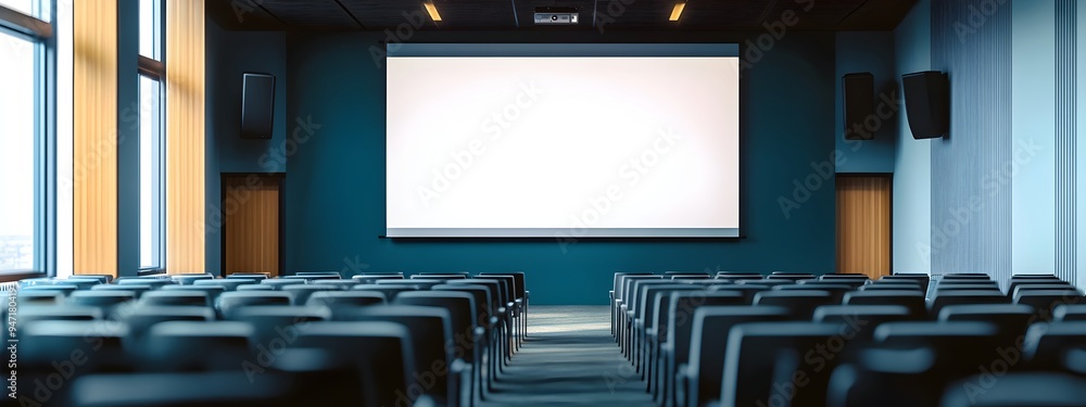 Aufkleber Minimal Business Presentation Setup with Empty Screen and Open Work Area