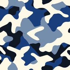 Abstract Camouflage Pattern in Shades of Blue and White