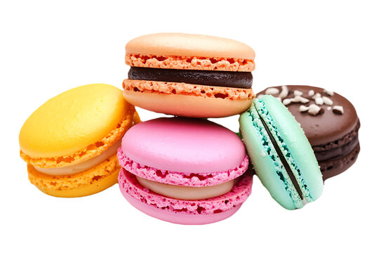 colourful french macaroons or macaron isolated on transparent png