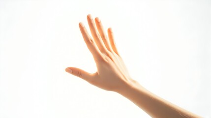 Outstretched Hand Giving High Five Gesture on Plain White Background