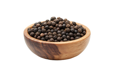 peppercorn in wood bowl isolated on transparent png