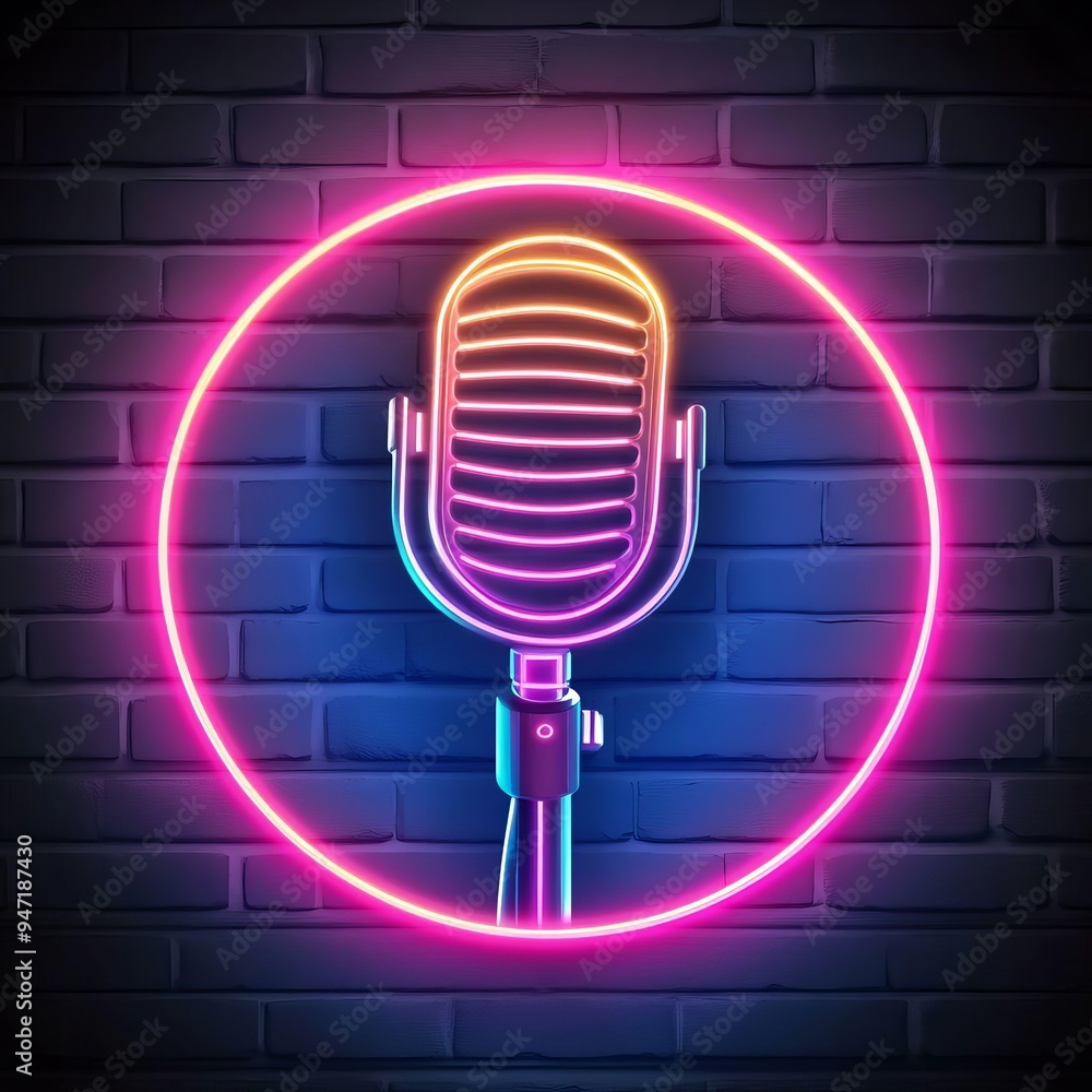 Poster engaging cyber podcast recording with dynamic dialogue editing and vibrant neon elements for a moder