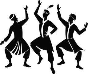 Fototapeta premium Sufi Dancers Flat Black Silhouette Vector Art Bundle