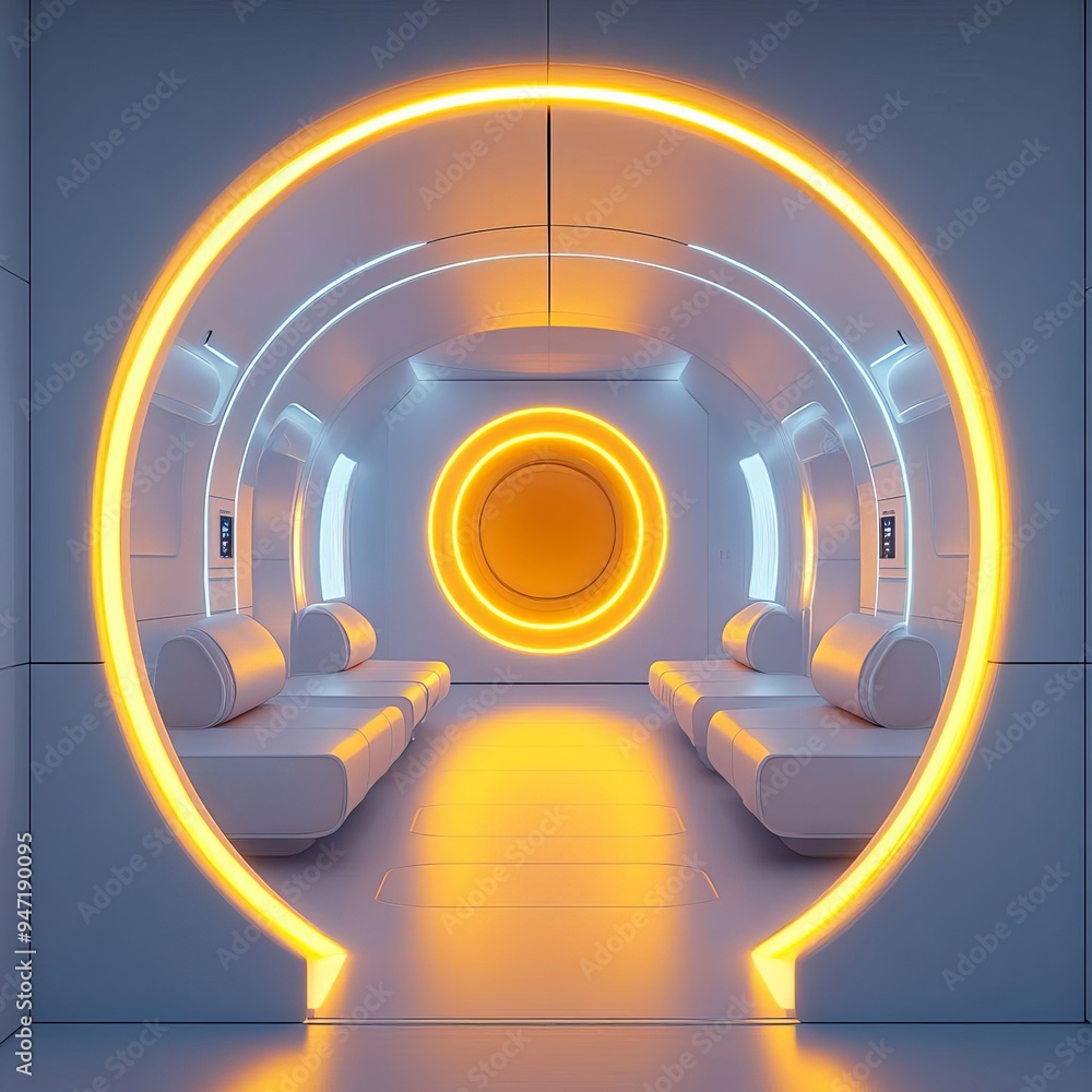 Poster exploring tomorrow a futuristic podcast series delving into hightech design and innovative discussio