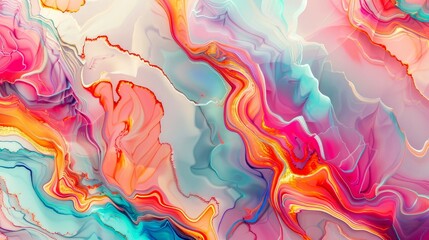 Abstract Swirling Pattern with Pink, Blue, and Gold Tones