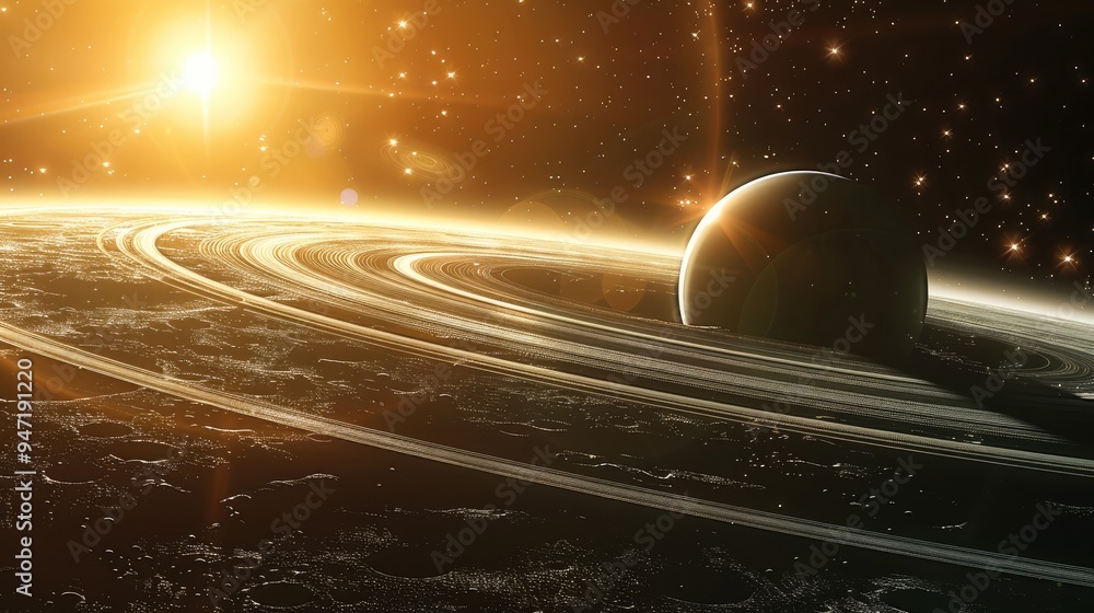 Poster solar system with rings, the solar system featuring planets with rings, like saturn and uranus, thei