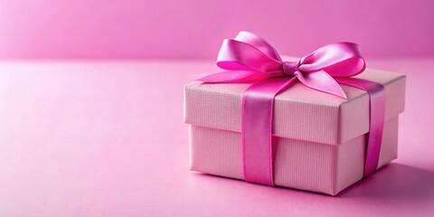 Obraz premium Pink gift box with a bow, isolated on background, pink, gift, box, bow, isolated,background, present, surprise