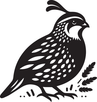 recommend clip art: quail bird black silhouette vector, silhouette vector art illustration