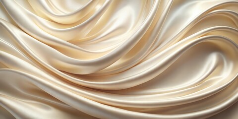 Fototapeta premium Soft and luxurious cream satin silk background with shiny swirl waves, soft, pastel, cream, satin, silk, swirl, wave, background