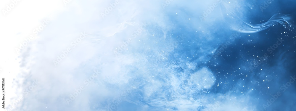 Poster tranquil abstract blue and white minimalist background with ample negative space for graphic design 