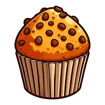 recommend clip art: Muffin cartoon clip art illustration for restaurant menu poster