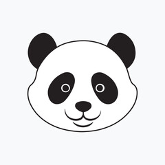 Cute Cartoon Panda Face Icon, Panda Head logo, Smiling Panda Bear, vector illustration.