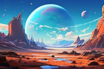 the AI Image Generator, planets, futuristic fantasy landscapes