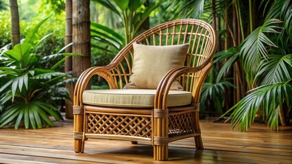 Obraz premium Natural bamboo arm chair with rattan and wicker design