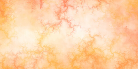 Beautiful abstract watercolor clear light red and orange sky with white clouds. red sky background and white blurry, clear, and puffy clouds. Smoky orange vintage marbled texture. Creative stone art.