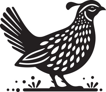 recommend clip art: quail bird black silhouette vector, silhouette vector art illustration
