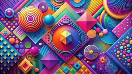 Abstract shapes with vibrant colors and geometric patterns, shapes,graphic design, geometric, abstract, contemporary