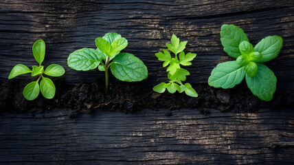 Naklejka premium Small Potted Plants in Rows 