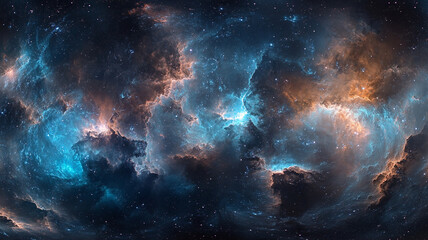 Vibrant cosmic clouds illuminated by stars in deep space capturing the beauty of the universe at night