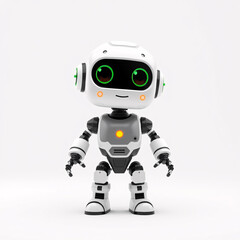 Happy robot. 3d ai character, chat bot mascot isolated on white background, GPT chatbot icon. Artificial intelligence, trendy technology, support service, funny automaton computer 