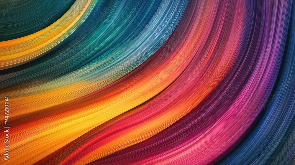 Poster abstract vibrant lines of thin wood on a dynamic futuristic background, creating a colorful and stri