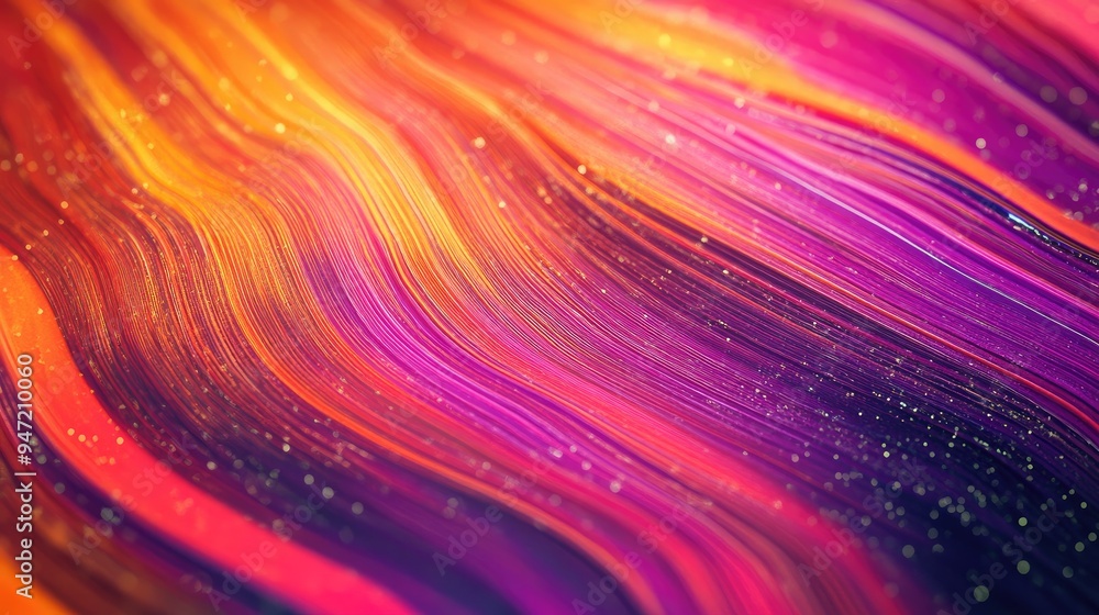 Poster abstract vibrant lines of thin wood, on a dynamic futuristic background, creating a colorful and ene