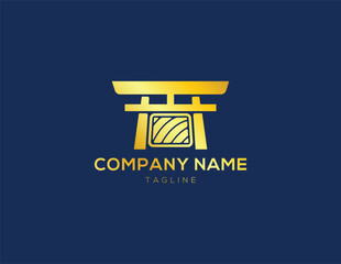modern japanese restaurant logo, sushi and gate