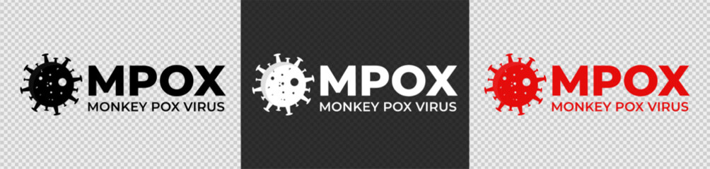 Set of design warning text for monkeypox or mpox alerts