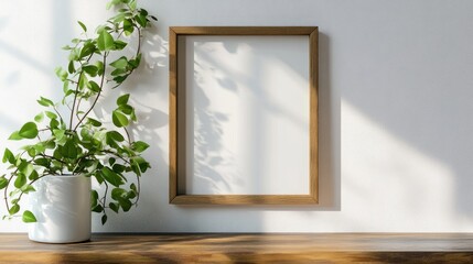 Empty Frame on White Wall