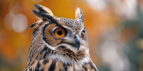 European Eagle Owl presented at a bird of prey facility