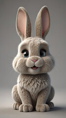 Obraz premium Cute Cartoon Bunny in 3D Animation Style with Adorable Features