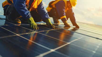 “Sun-Powered Innovation: Electrician and Engineer at Work”