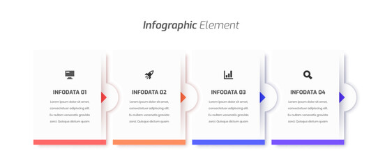 Business Timeline Infographic with Arrow, Rectangle Label, Icon and 4 Options for Presentation