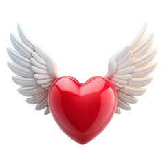 Fototapeta premium 3d rendering of heart with wings icon on transparent background, png