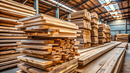 Obraz premium Stacked planks of brown and gray wood