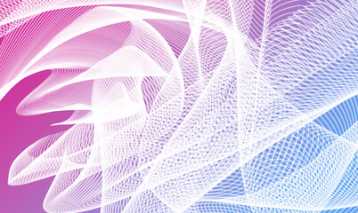 An abstract technology background featuring spiral curves. The futuristic and dynamic design is striking.Magenta,Pink,Light Blue,White.