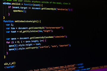 Programming code abstract screen of software developer. Computer script
