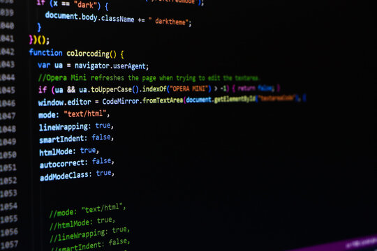 Programming code abstract screen of software developer. Computer script