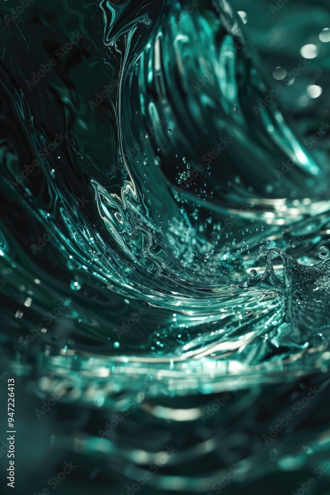 Poster a close-up shot of a wave in the ocean, suitable for use in travel or nature-themed projects